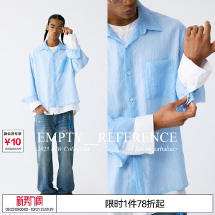 衬衫 REFERENCE天丝竹节褶皱双层结构廓形休闲衬衣长袖 EMPTY 伯远