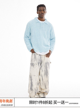 李维嘉 成毅 TF邓佳鑫 EMPTY REFERENCE 镂空羊毛翻领针织衫毛衣