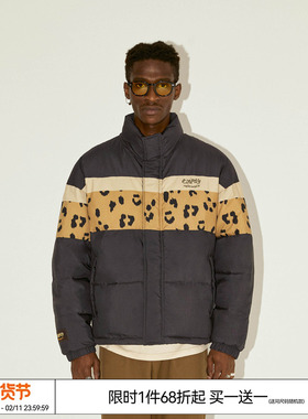 特惠7折 EMPTY REFERENCE 豹纹拼接印花棉服男女宽松加厚外套