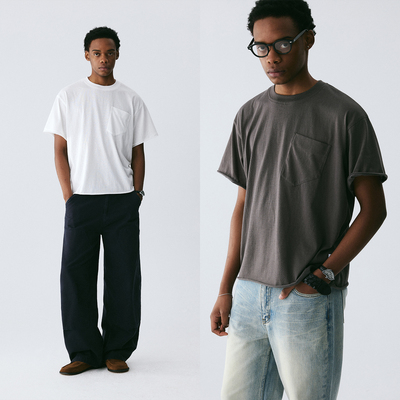 【痴五安直播专属】EMPTY REFERENCE雪花肌理异形口袋卷边短袖T恤