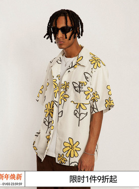 EMPTY REFERENCE 手绘黄色小花短袖衬衫