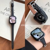 适用苹果手表s11代iwatch细款 简约小蛮腰真皮表带applewatch987se