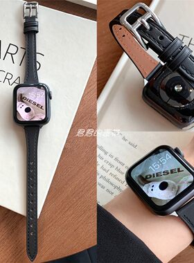 适用iwatch细款简约小蛮腰皮表带
