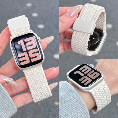 适用iwatch弹力编织磁吸扣表带