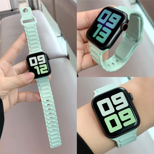 适用iwatch纯色三珠液态硅胶表带