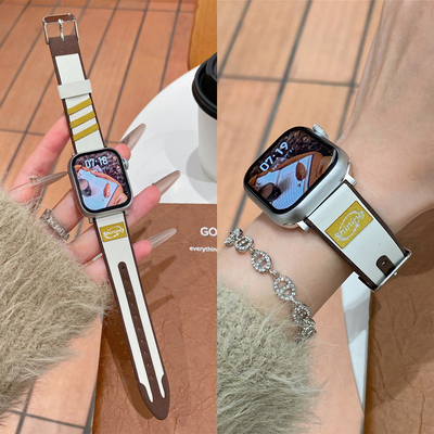 适用iwatch复古运动麂皮表带