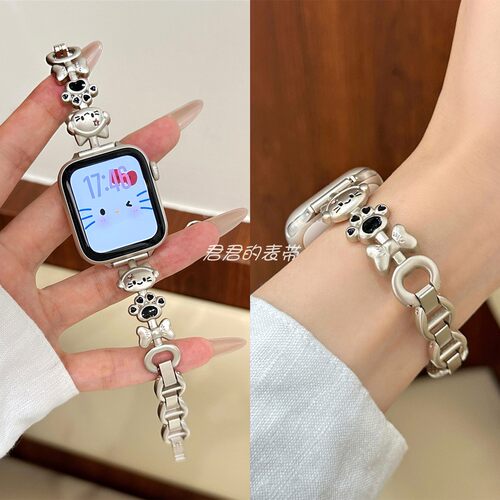 适用iwatch细款猫爪金属手链表带