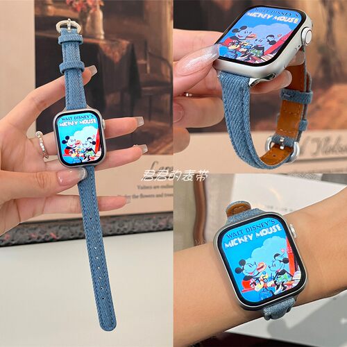 适用iwatch小蛮腰马蹄扣牛仔表带