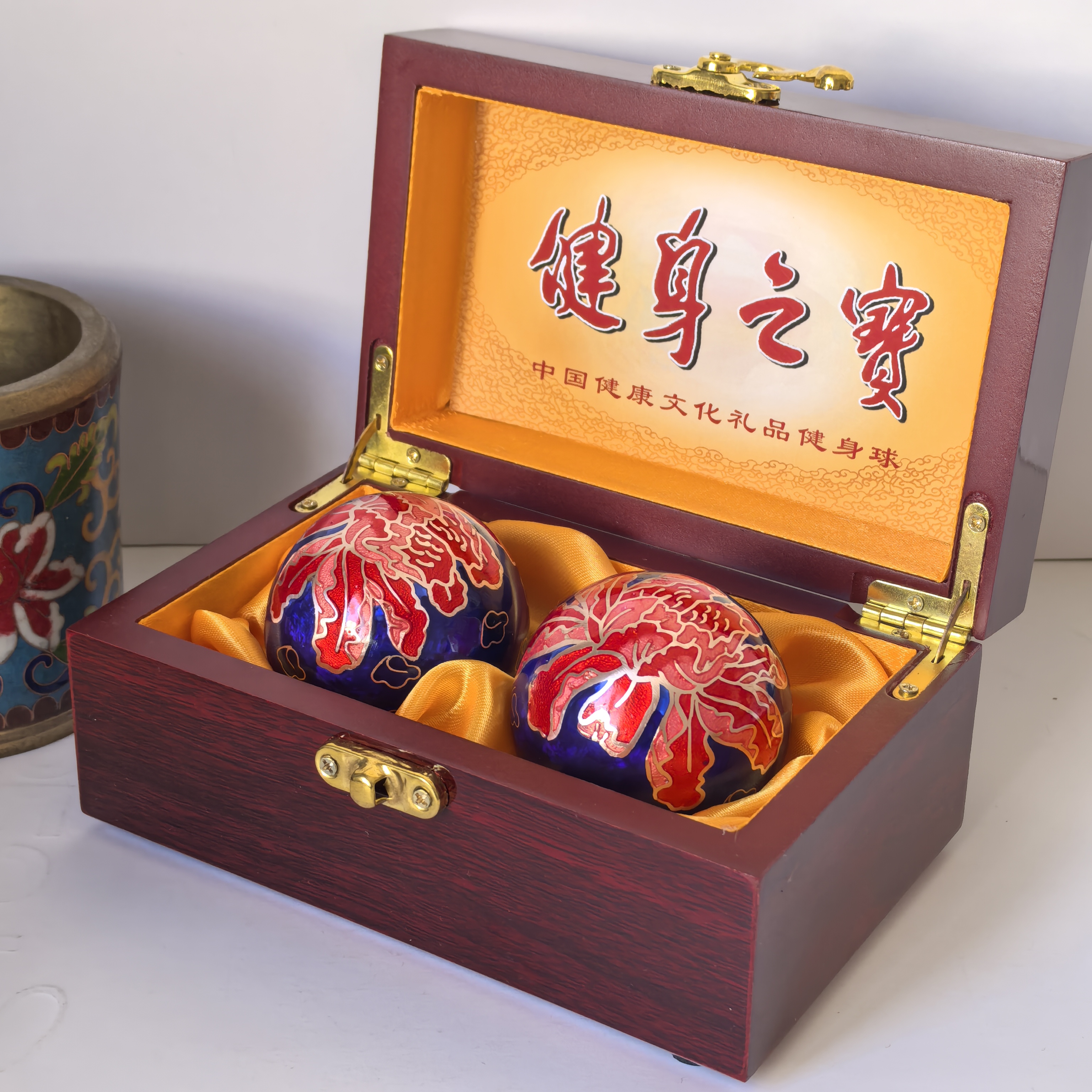 景泰蓝保定铁球50毫米空心铃音健身球中老年保健按摩手球高档礼品