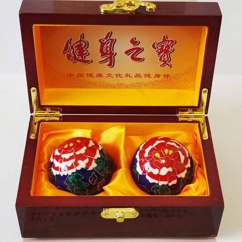 寿星景泰蓝保定铁球健身球牡丹