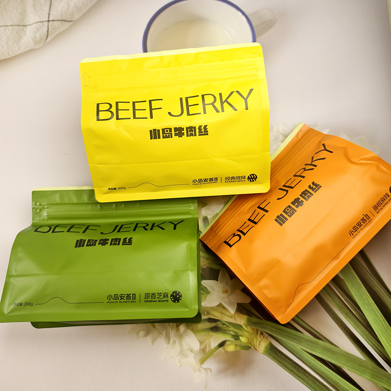 小岛牛肉丝袋装200g烤制微辣鲜牛肉解馋小岛安答网红零食麻辣