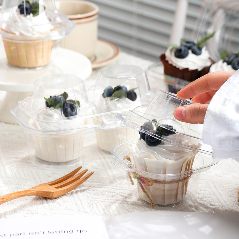 1/2粒装蛋挞盘挞透明加厚吸塑盒2个马芬杯盒子杯子纸杯蛋糕包装盒