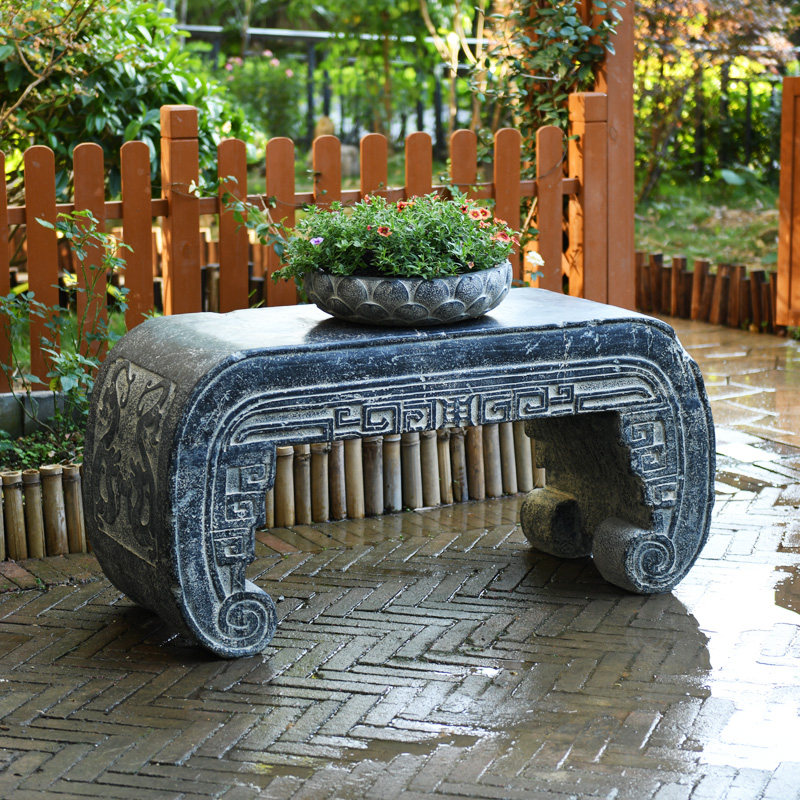 仿古创意大号中式花架复古艺术盆景架花园庭院室外花几长条凳桌子