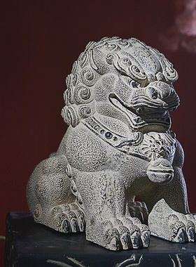 新中式风古典茶室柜子麒麟摆件