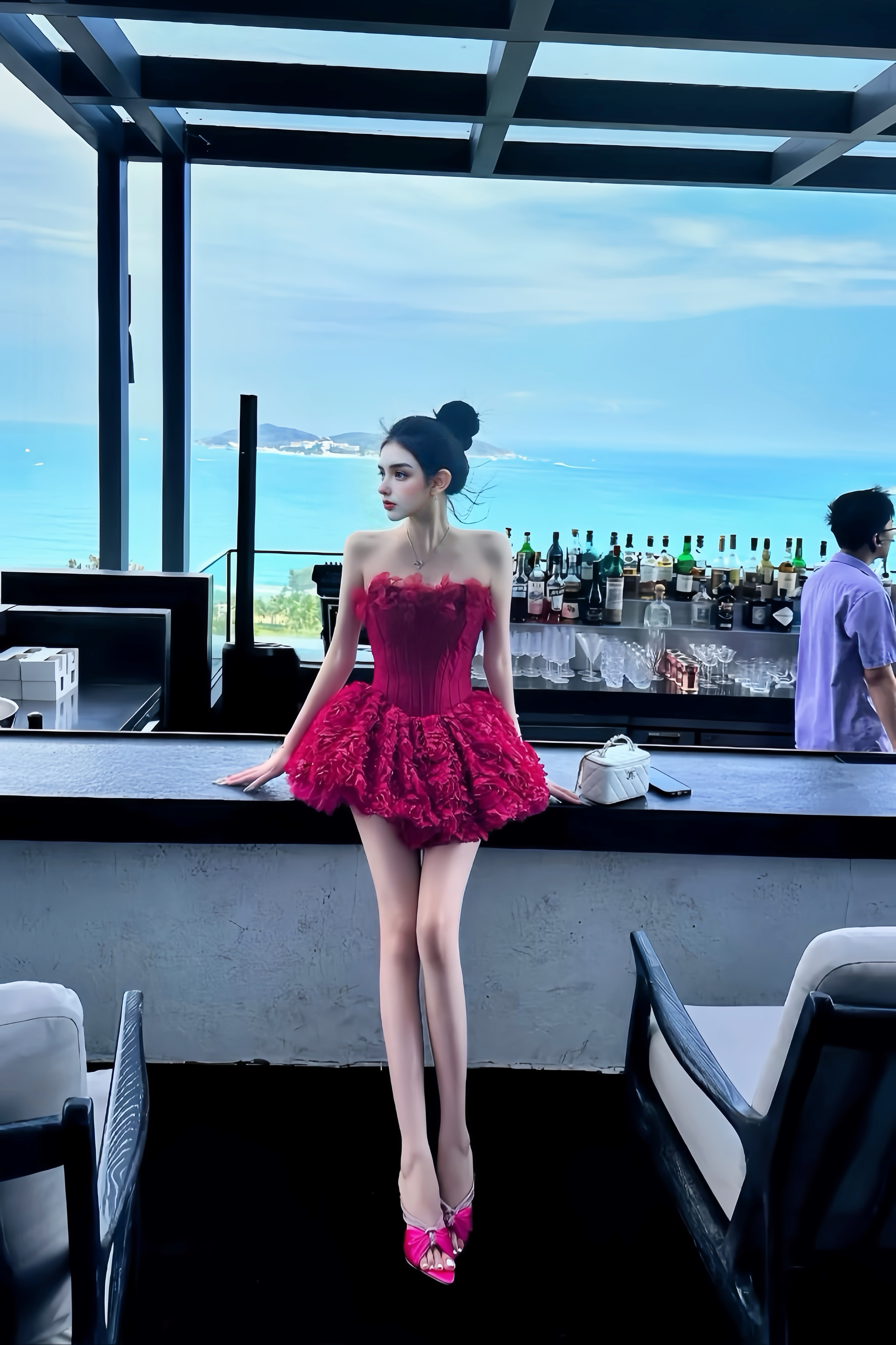 MSTO BALLET 玫瑰舞会 红色抹胸鱼骨收腰蓬蓬裙 御姐风生日礼服