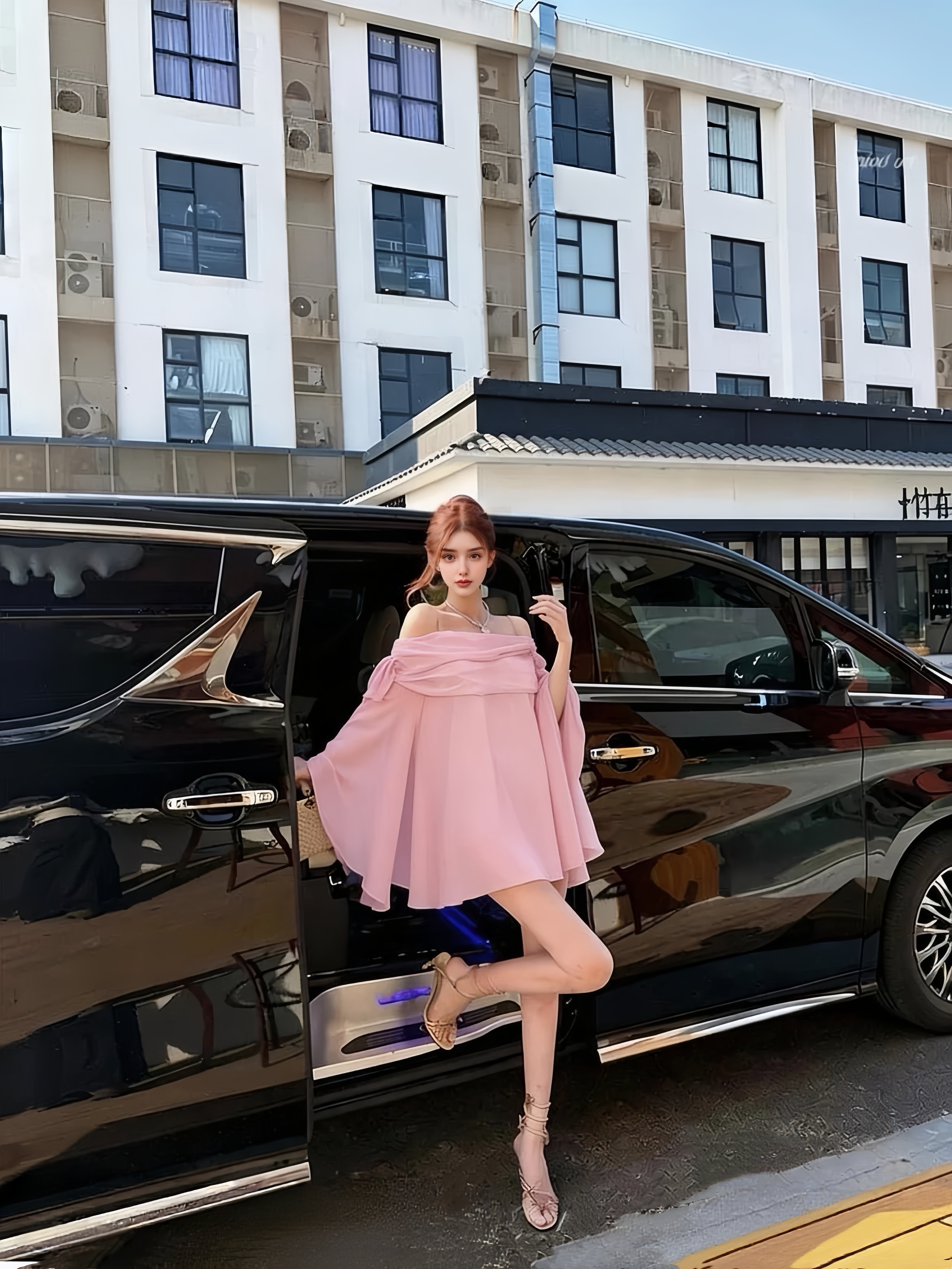 MSTO BALLET人间芭比财阀千金粉色蕾丝立体花朵蓬蓬裙礼服生日裙