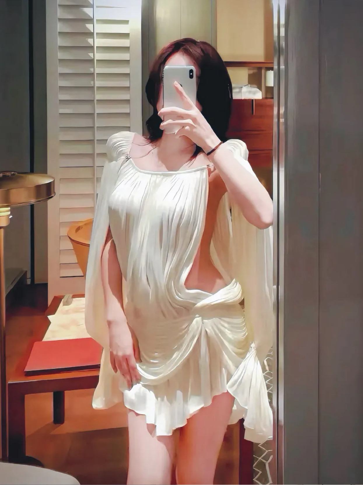 MSTO BALLET.月光少女.小众法式白色荷叶边度假风高腰显瘦连衣裙