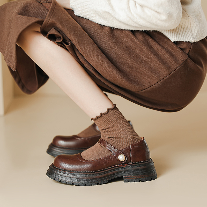 复古文艺风玛丽珍小皮鞋