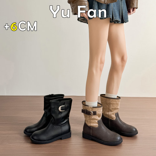 美拉德内增高短靴女堆堆靴牛仔靴