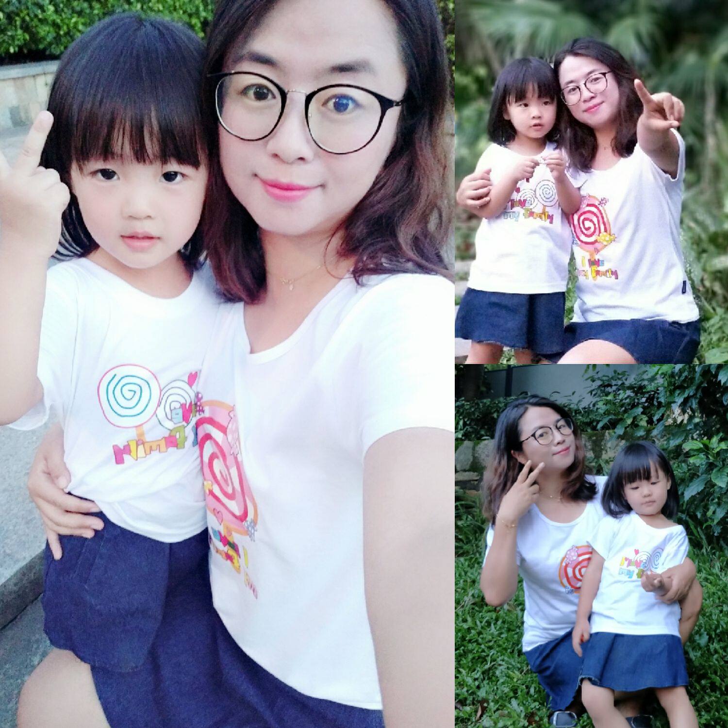 亲子装夏装棒棒糖图案糖果图案全家装六一儿童节服饰亲子装母女装