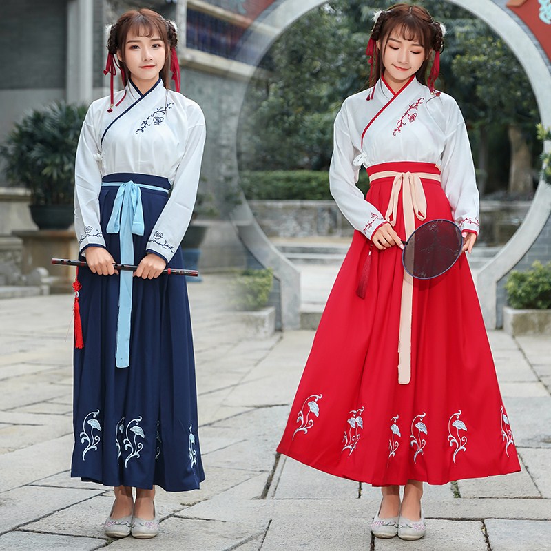毕业照改良古装汉服女中国风交领古风男武侠服学生情侣装班服套装