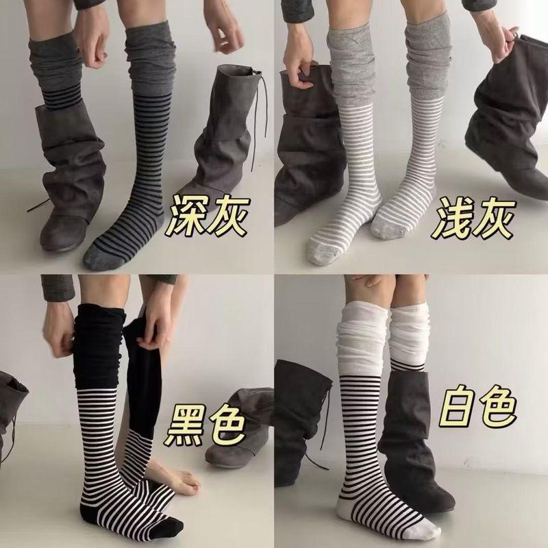 秋季拼接条纹百搭袜子女