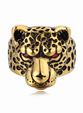 R1318外贸饰品批发 欧美个性复古豹头猎豹男士钛钢戒指
