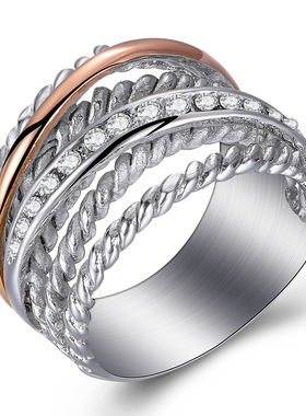 欧美时尚新款复古古典流金岁月系列个性钛钢女士戒指指环厂家