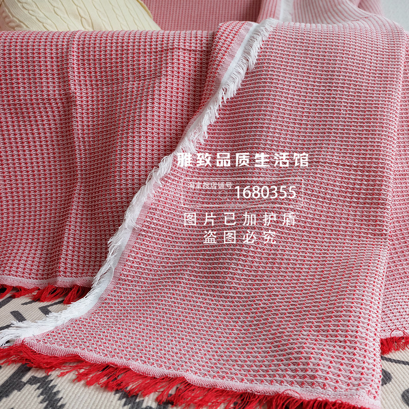 북유럽 일본식 숲 레드 마카롱면 나병 조합 소파 쿠션 방진 및 고양이 발톱 방지 장식 커버 배선 담요