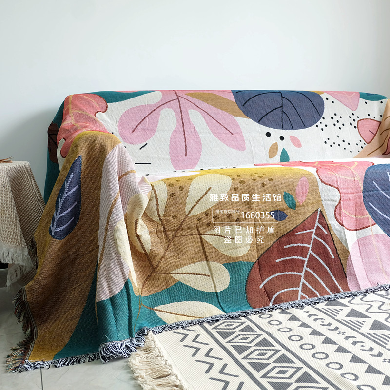 북유럽 인 추상 면화와 린넨 목가적 인 소파 커버 장식 모직 커버 천으로 짠 스레드 담요 태피스트리 침대 끝 커버 담요