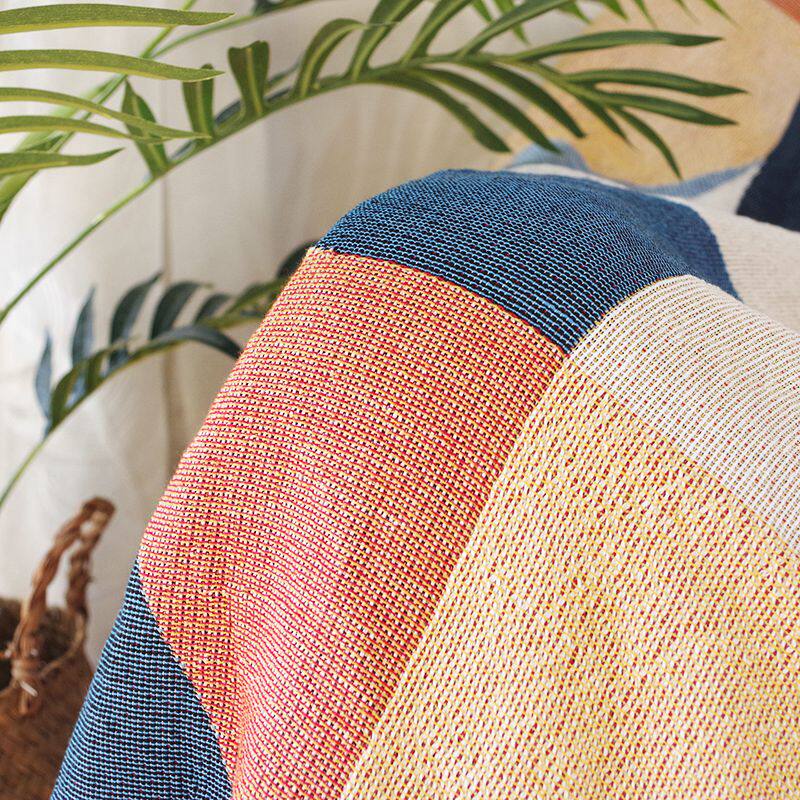 북유럽 추상 문학 봄과 여름 통기성 모조 면화와 린넨 짠 소파 쿠션 장식 커버 방진 커버 침대 옆 담요