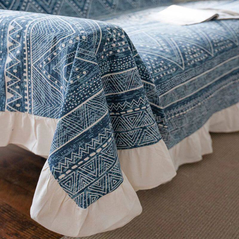 새로운 중국 스타일 복고풍 블랙 그레이 블루 염색 민족 스타일 모든 항목을 포함하는 조합 소파 커버 천 피아노 먼지 커버 식탁보