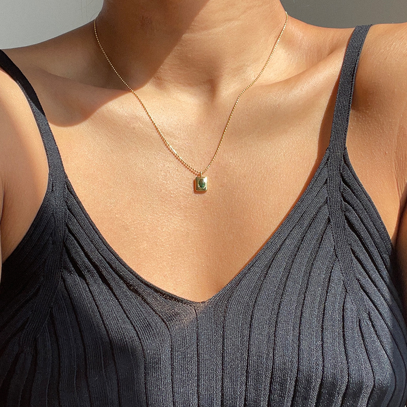 wearring复古轻奢方形女项链