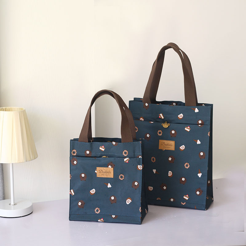 日韩卡通PVC防水手提小拎包A4手提袋大容量多层拉链饭盒包