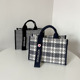 格纹大容量帆布包防水手提包单肩斜挎托特包 加厚千鸟格欧美时尚
