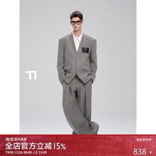 锋芒色界无界型格皮质断言廓形西装 启世录TIWILLTANG 薄暮徽记