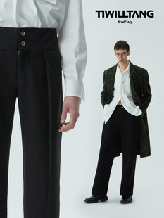 直筒加厚黑呢料长裤 启世录TIWILLTANG 棱枳