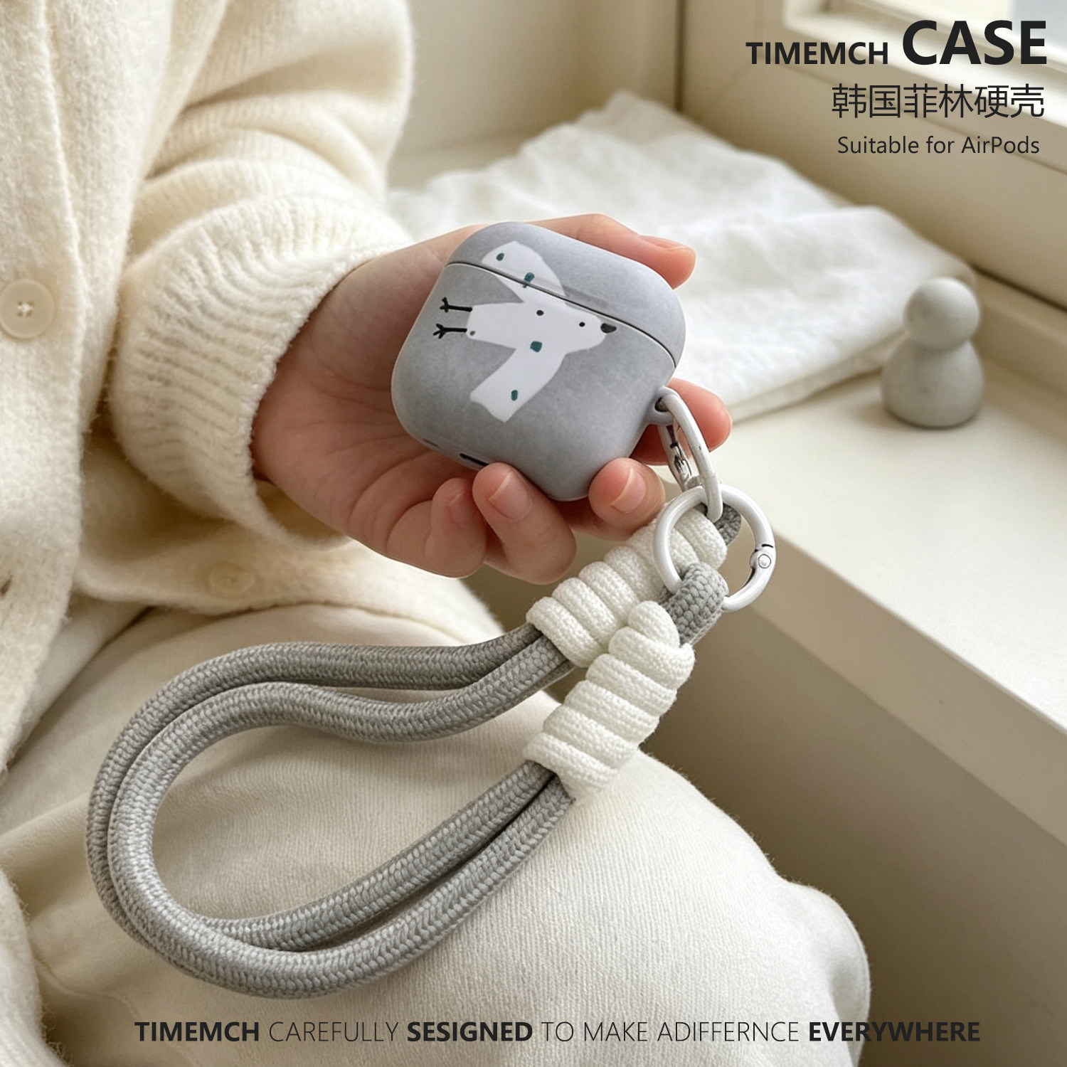 灰底自由鸟 适用于airpodspro3保护套airpods4保护壳苹果耳机保护套二三四代简约高级感韩国菲林ins小众女