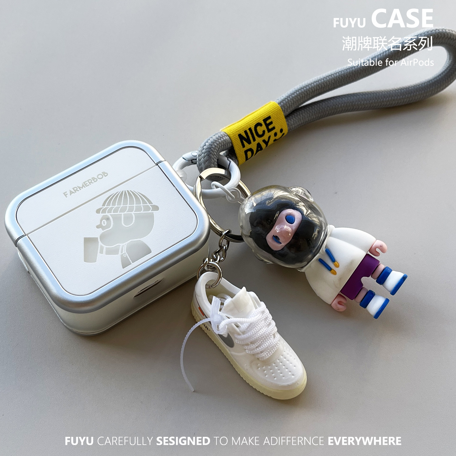 FUYUCASE原创银边电镀BOB某茶适用airpods4保护套airpodspro2苹果耳机保护套二三四代保护壳潮ai