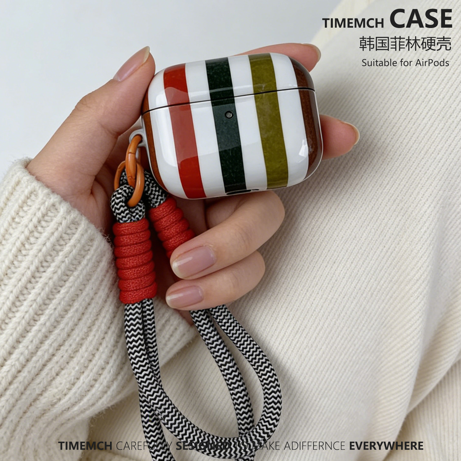 TimeMch 复古条纹 适用于airpods4保护壳airpodspro3保护套苹果耳机二三代耳机壳艺术小众简约韩国菲林ins风