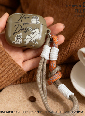 TimeMch咖啡小熊 原创适用于airpodspro3保护套airpdos4保护壳苹果耳机套二三代airpdos3卡通ins风可爱咖啡系