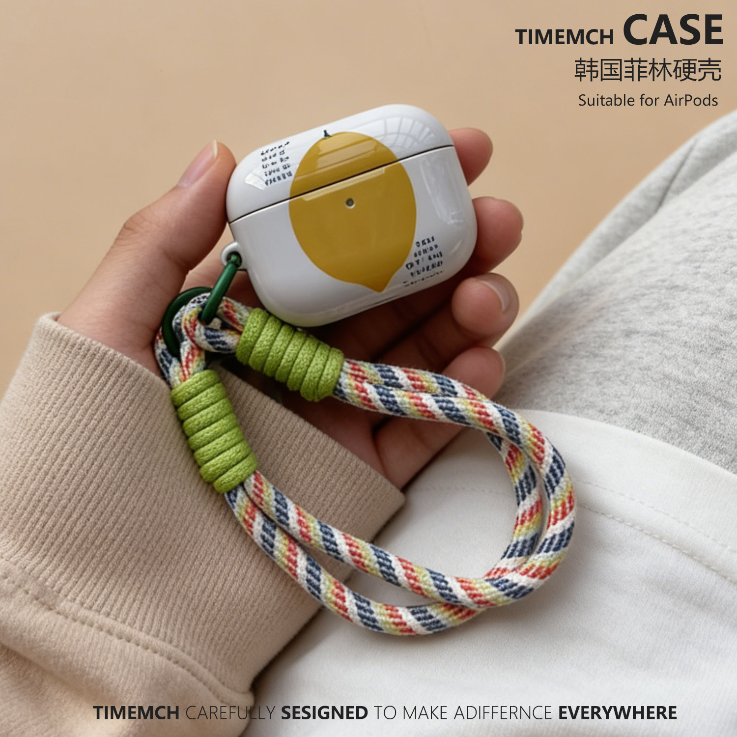 TimeMch 一颗柠檬 适用于airpods4保护壳airpodspro3保护套苹果耳机二三代耳机壳艺术小众小清新简约韩国菲林