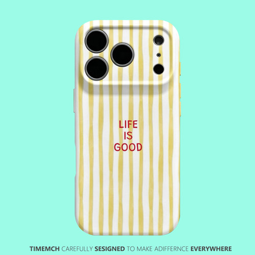 条纹LIFE IS GOOD 适用于苹果iPhone17 16 15 14 13 12 Pro Max 手机壳高级感条纹不撞壳ins风好看小众简约