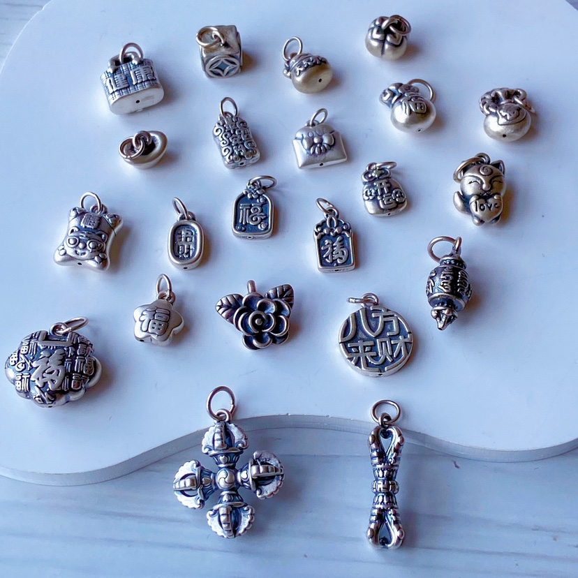 全新足银999复古银吊坠diy手链项链配件手工原创饰品造旧款保色