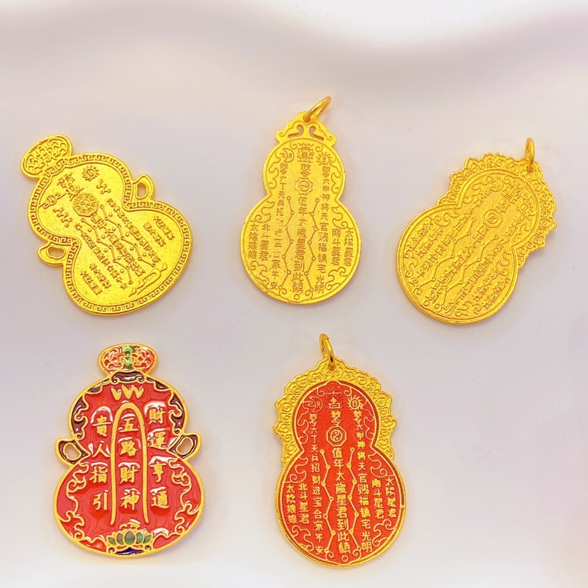全新古法沙金大葫芦吊坠diy手机链包挂配件挂坠保色五路财神饰品
