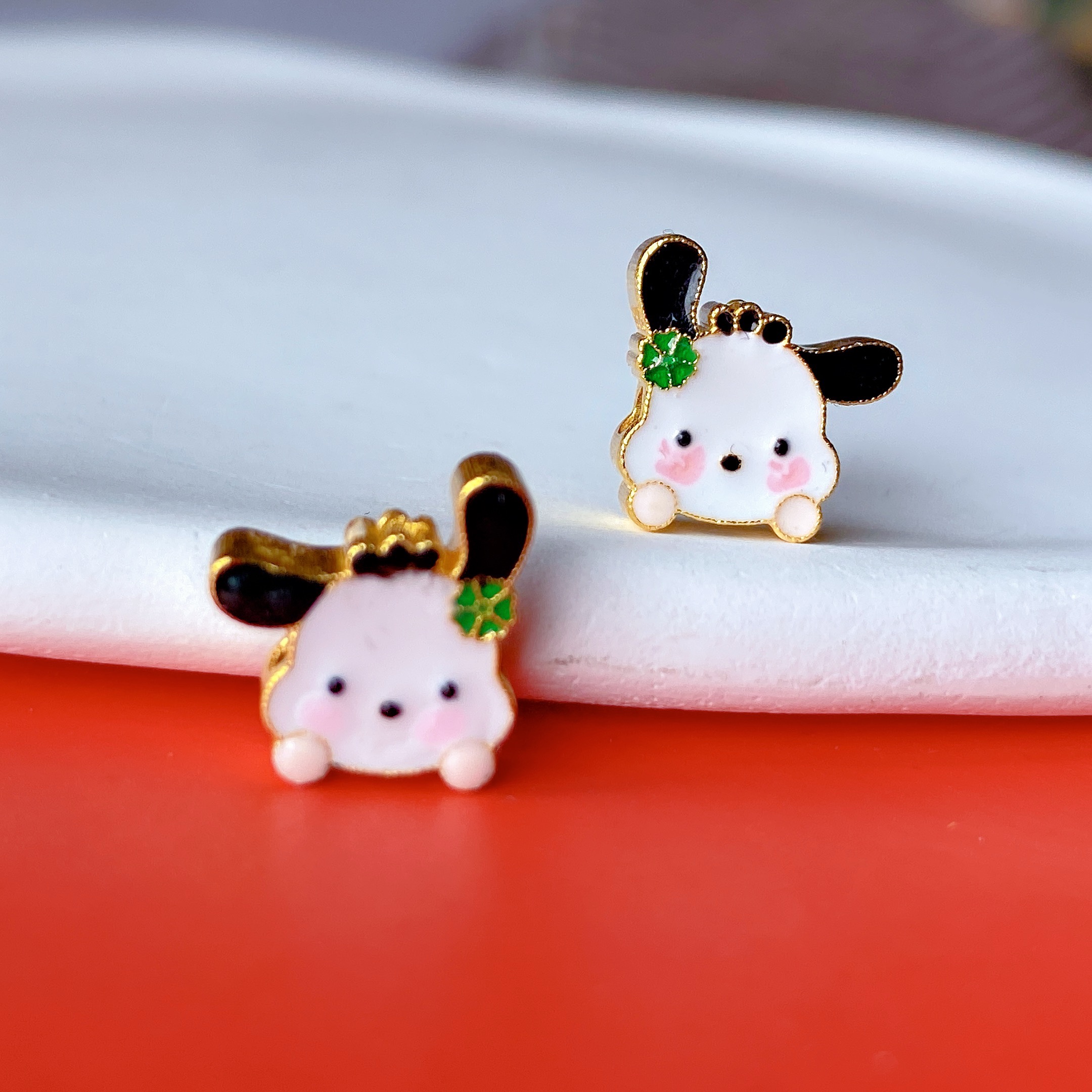 s925银镀金烧蓝kt猫配件diy手串项链隔珠纯银配饰多孔叮当猫可爱