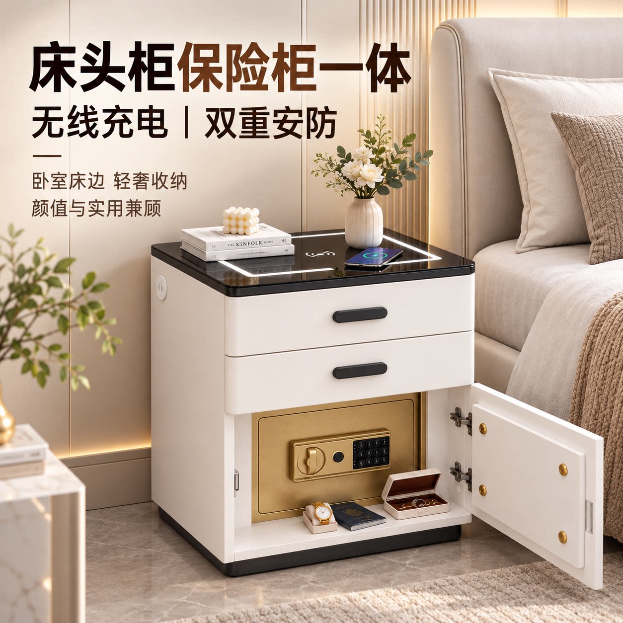 【质保无忧】床头柜保险柜收纳柜