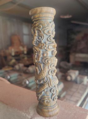 绿檀盘龙柱手把件雕刻盘工艺品居家桌摆日常观赏品文玩小物件