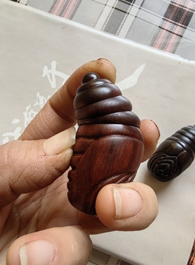 胡氏木艺檀木雕刻工艺品东南西北手把件蝉蛹可转动手捻八方来财