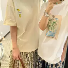 Jacquemus2026 New Fun Label Hand-Painted Graffiti Childlike Retro Couple Print Short-Sleeved Men's and Women's T-Shirt